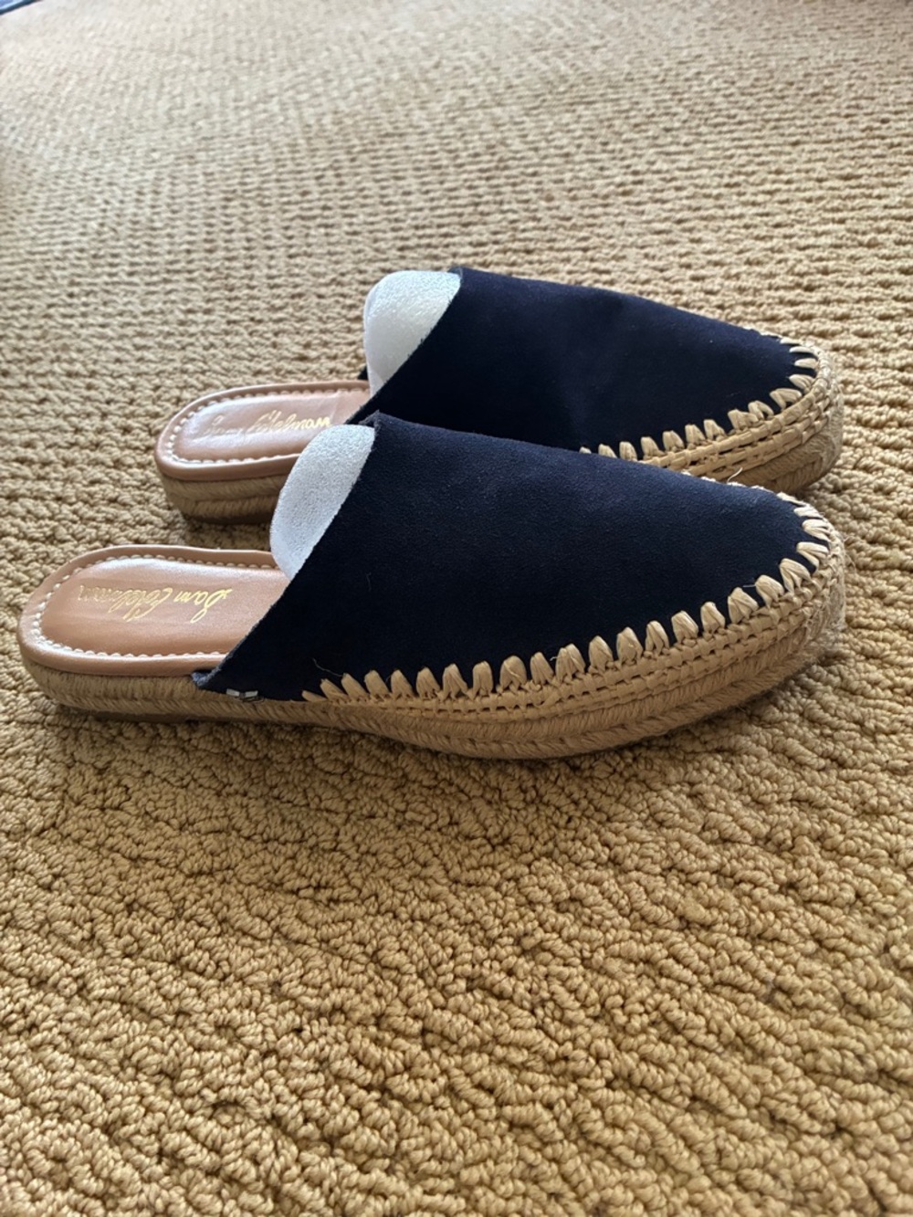 Sam Edelman Navy Suede and Natural Espadrille Slip-On Mules Size @ 9